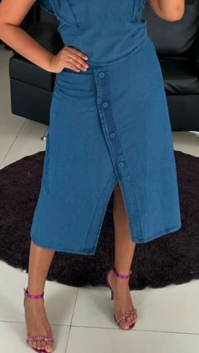 SAIA NO TENCEL FENDA LATERAL MIDI DM TAMANHO G