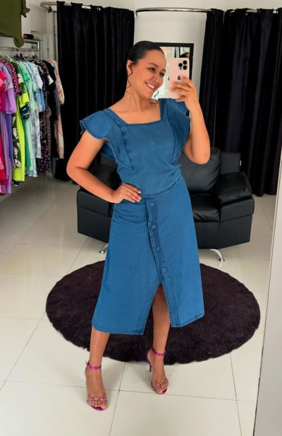 SAIA NO TENCEL FENDA LATERAL MIDI DM TAMANHO G