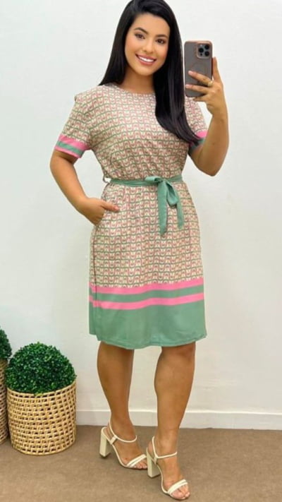 VESTIDO BLUSÃO ESTAMPADO TAMANHO MEDIO