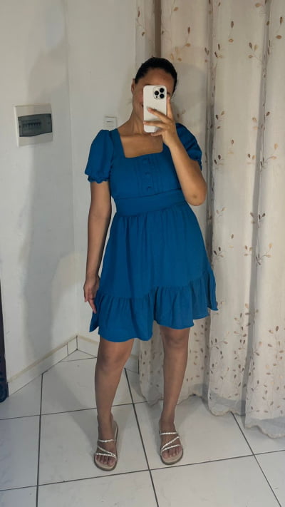 VESTIDO CREPE DUNA BONECA 3 BOTOES MANGA PRINCESA IP