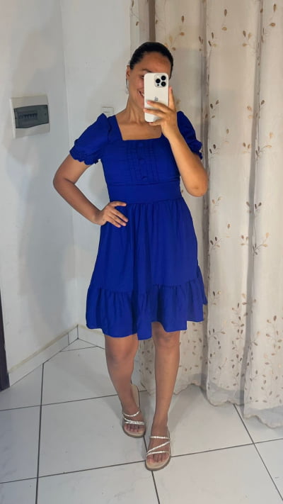 VESTIDO CREPE DUNA BONECA 3 BOTOES MANGA PRINCESA IP