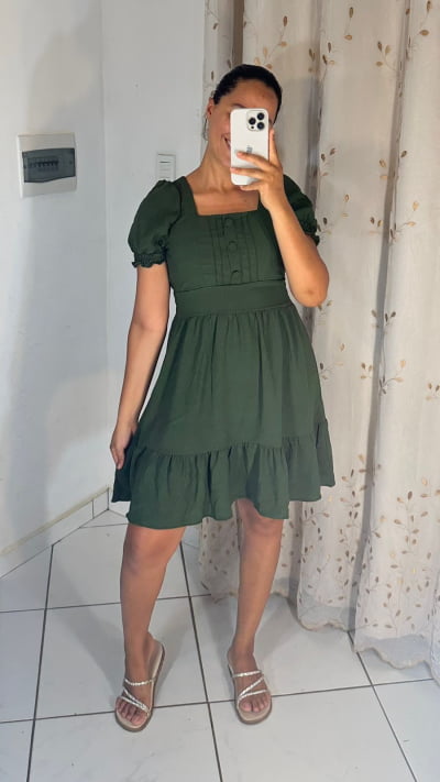 VESTIDO CREPE DUNA BONECA 3 BOTOES MANGA PRINCESA IP