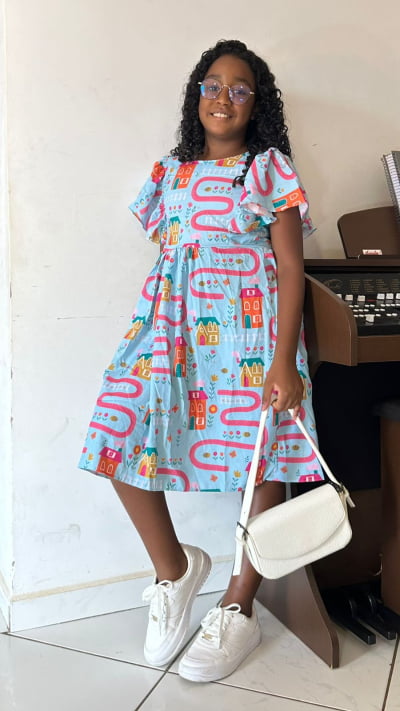 VESTIDO INFANTIL CREPE CASINHA