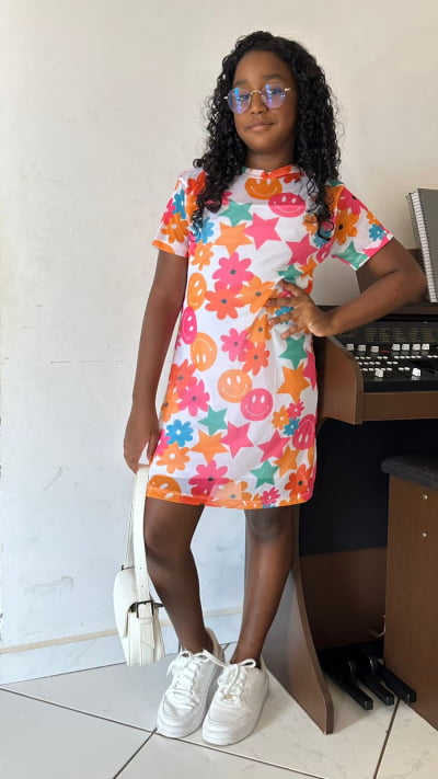 VESTIDO INFANTIL TULE ESTAMPADO TAMANHO 14