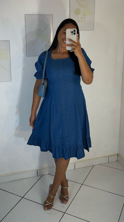 VESTIDO NO TENCEL MANGA PRINCESA PLANO DM TAMANHO P