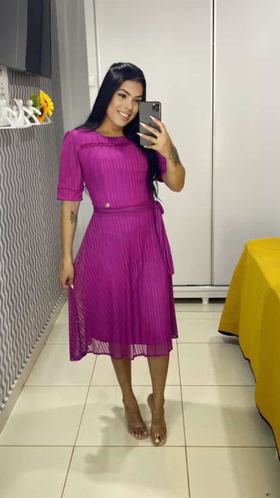 VESTIDO TULE E GRUIPIR FUCSIA TAMANHO G FL